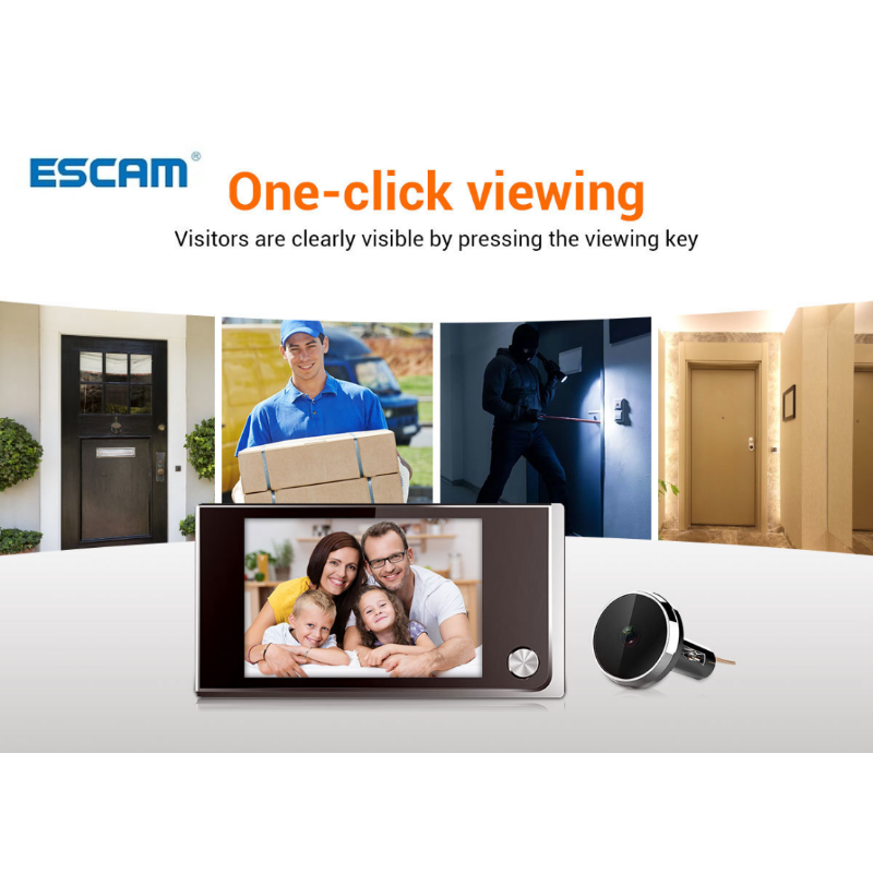 كاميرا Escam C01 الرقمية 3.5 بوصة LCD 120 درجة عارض ثقب الباب صور مراقبة بصرية كاميرا عين القط الإلكترونية كاميرا الجرس