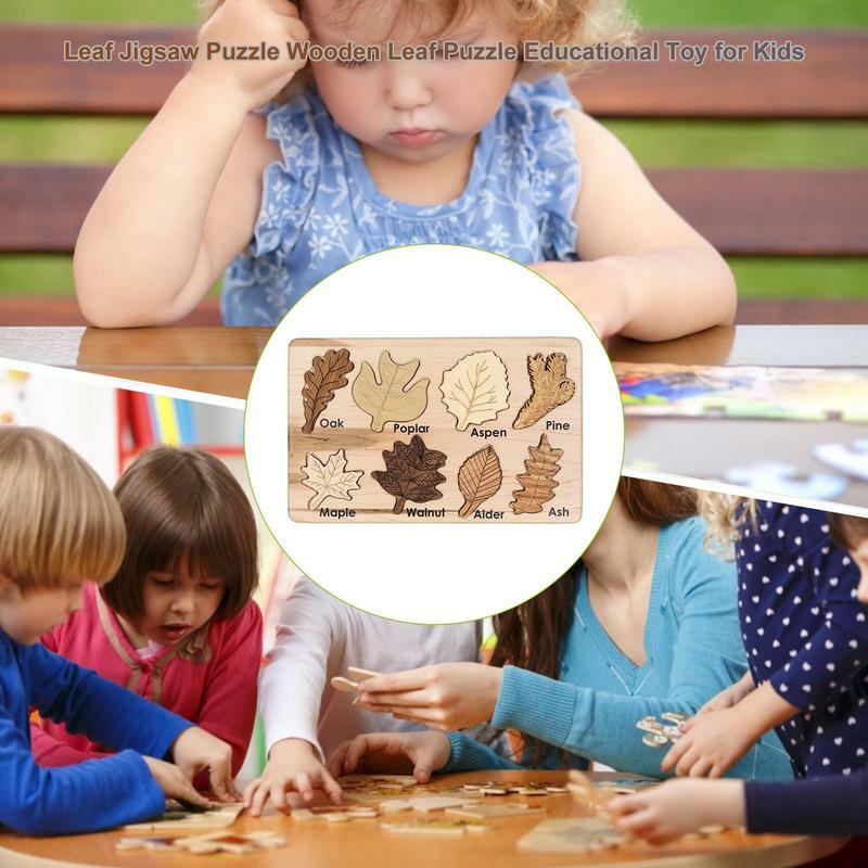 ألعاب ألغاز خشبية ، أوراق الغابات ، لوح خشبي ، التعلم ، التعليم في مرحلة الطفولة المبكرة ، هدية لعبة الإدراك