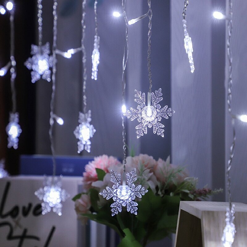 أضواء ستارة LED ملونة ، الثلج ، شرائط الجليد ، داخلي ، ديكور ، عيد الميلاد ، عطلة
