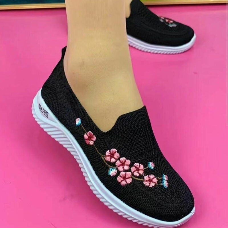 أحذية نسائية رياضية بنسيج شبكي يسمح بالتهوية أحذية مريحة للأم ناعمة بلون واحد أحذية نسائية خفيفة الوزن من Zapatos De Mujer