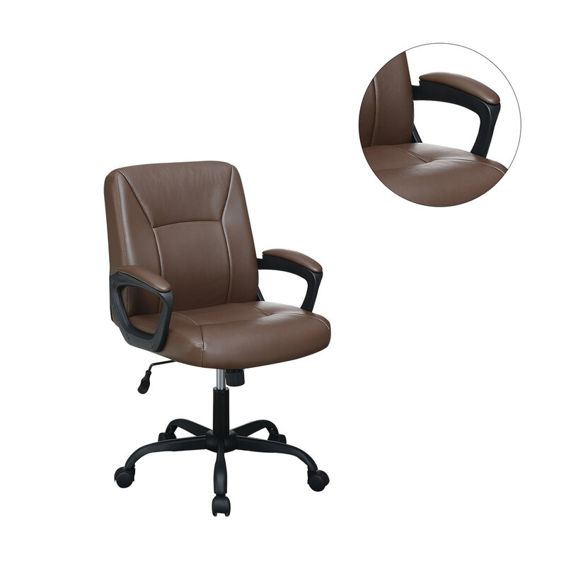 كرسي مكتب بني قابل للتعديل بارتفاع ، مساند ذراع مبطنة مريحة ، تصميم أنيق لأقصى درجات الراحة والدعم أثناء العمل