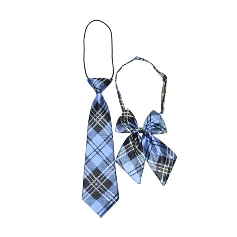 قطعتان من قميص الطلاب ربطة عنق بعقدة على شكل فيونكة وربطة عنق نسائية خالية من العقد وربطة عنق قابلة للفصل