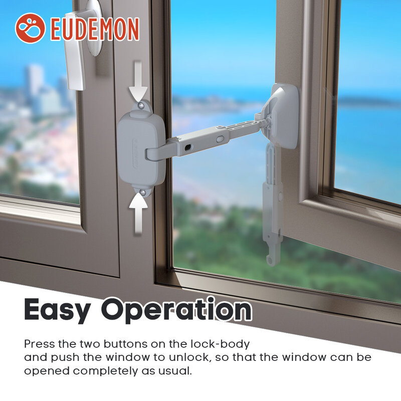 EUDEMON 1 قطعة حماية الطفل نافذة المقيد قابل للتعديل نافذة قفل سدادة سلامة الطفل السقوط منع أقفال المحدد