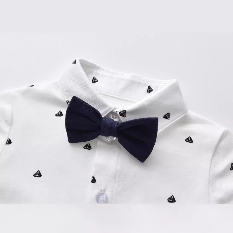 ICJAEHAO-بدلة للأولاد مع ربطة عنق ، ملابس متطابقة للأطفال ، قميص طفل رضيع ، مائة يوم ، جديد ، الربيع ، الخريف ،