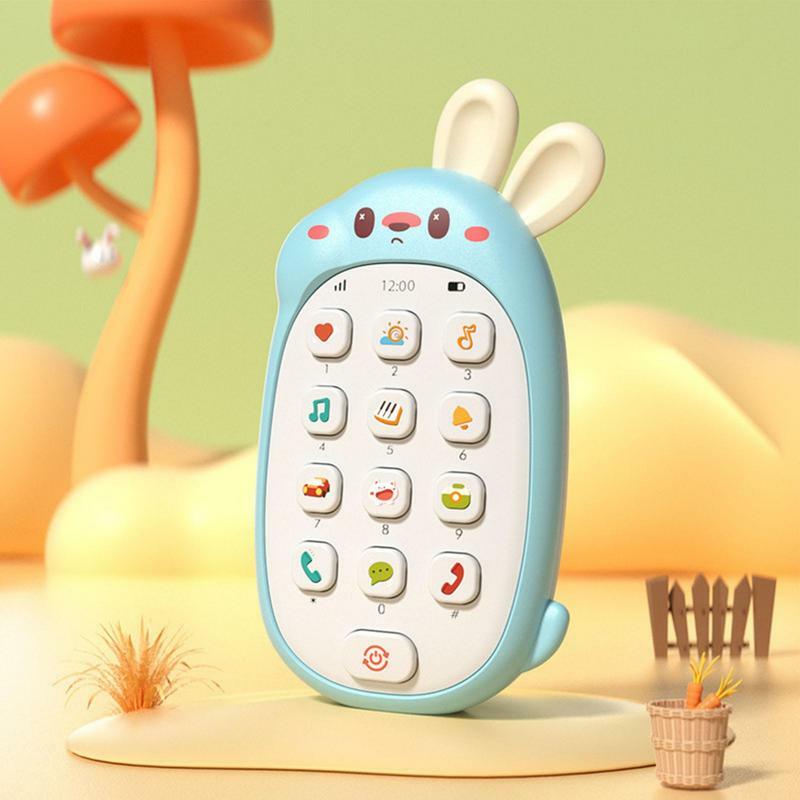لعب الهاتف للطفل مضغ الأذن طفل لعبة الهاتف في لطيف الأرنب شكل بطارية تعمل بالطاقة لعبة تعليمية ثنائية اللغة متعددة الوظائف ل