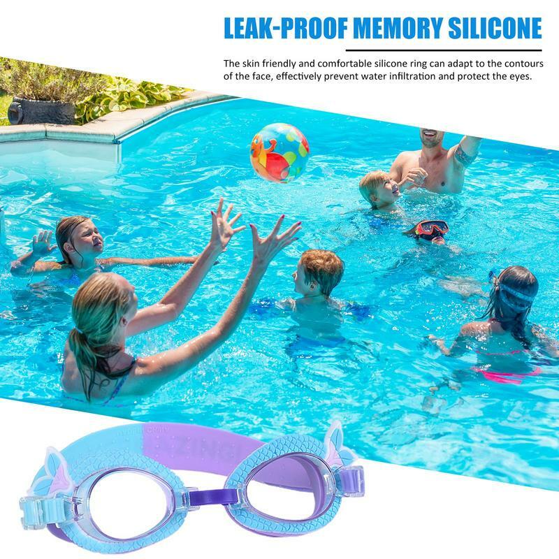 نظارات سباحة للأطفال مقاومة للماء ، نظارات سباحة لطيفة للأطفال ، حزام قابل للتعديل ، مرآة كرتونية من السيليكون ، جديدة