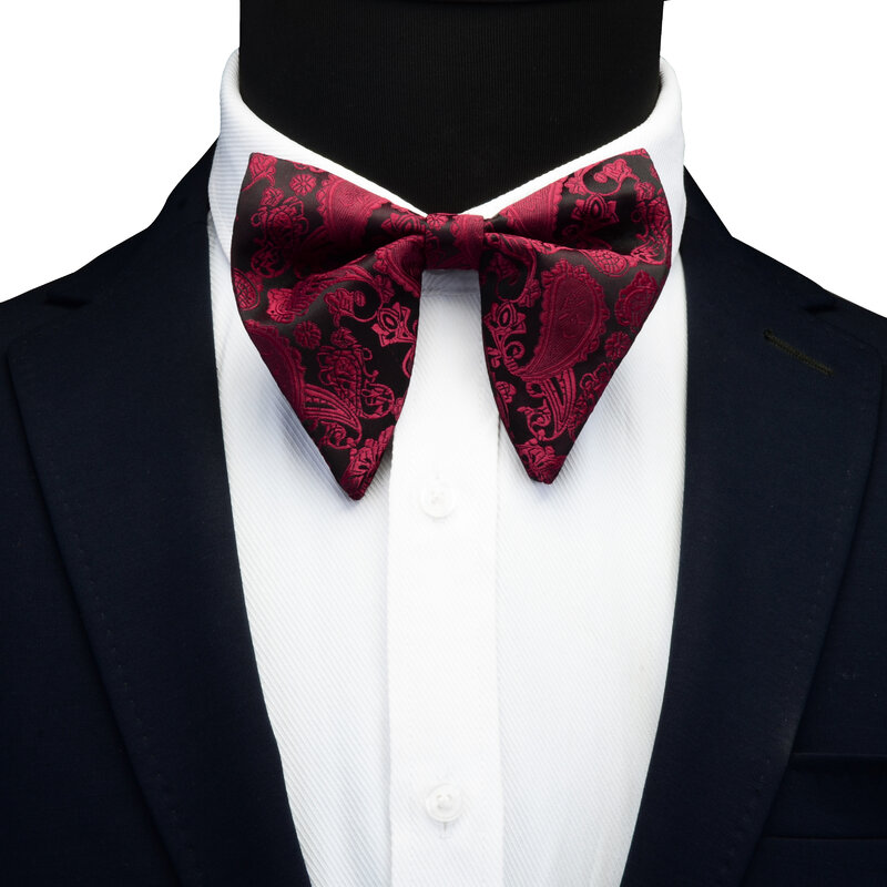 الكلاسيكية الحرير بيزلي أبيض أحمر أسود كبير ربطة القوس Tie للرجل Bowknot حفلة الأعمال مكتب الزفاف هدية اكسسوارات
