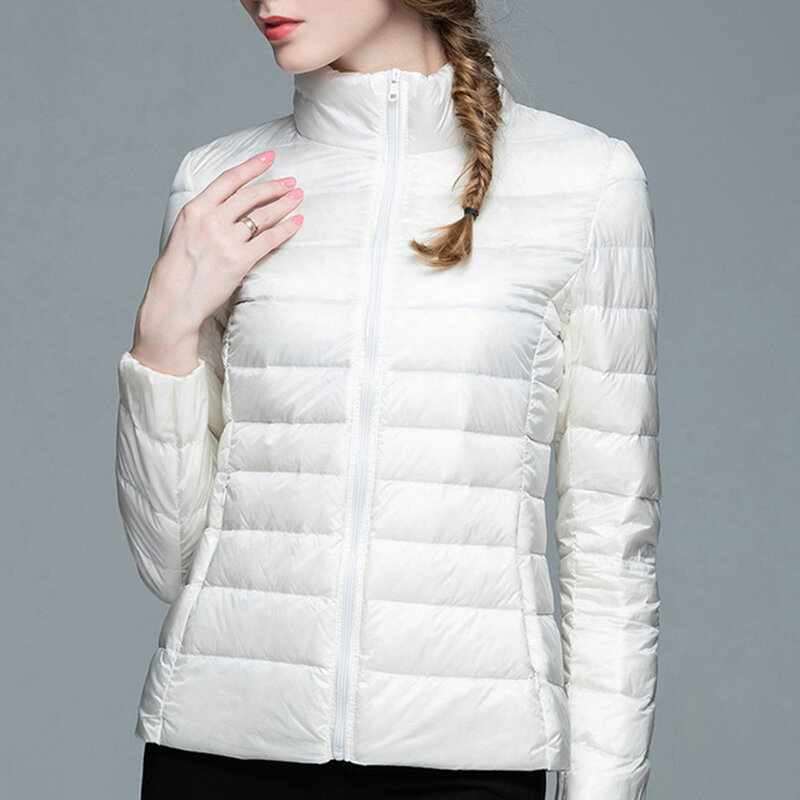 Winter Women Ultralight Thin Down Jacket 90% White Duck Down Hooded Jackets Long Sleeve Warm Coat Parka Female Portable Outwear