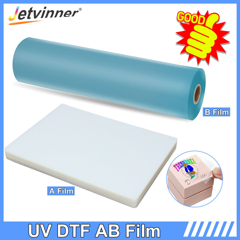 100 قطعة UV DTF فيلم UV DTF طابعة نقل ملصق A3 UV DTF AB فيلم الطباعة المباشرة إلى فيلم إلى زجاج الأكريليك جلد البلاستيك