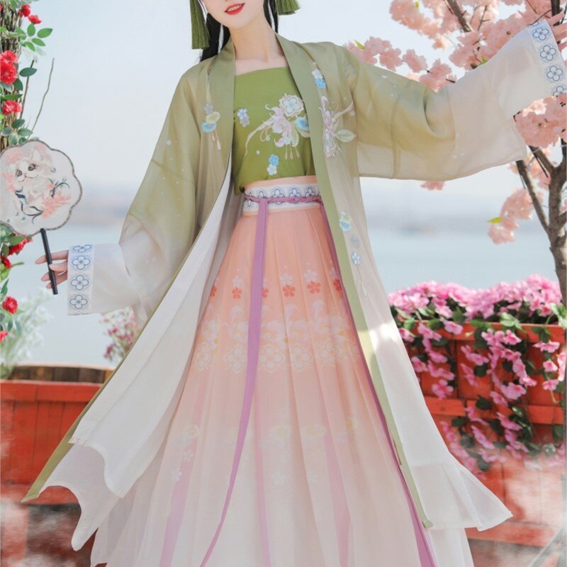 صنع أغنية-ملابس هان الصينية النسائية ، تركيب خصر رائع من قطعة واحدة ، خرافية فائقة ، زي قديم ، تنحيف وطويل القامة
