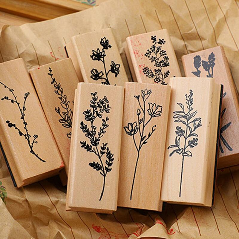 Stamps شجرة النبات المطاط Stamps ، ختم خشبي ، الزهور والنباتات سلسلة الحرف ، صنع بطاقة ، شنت
