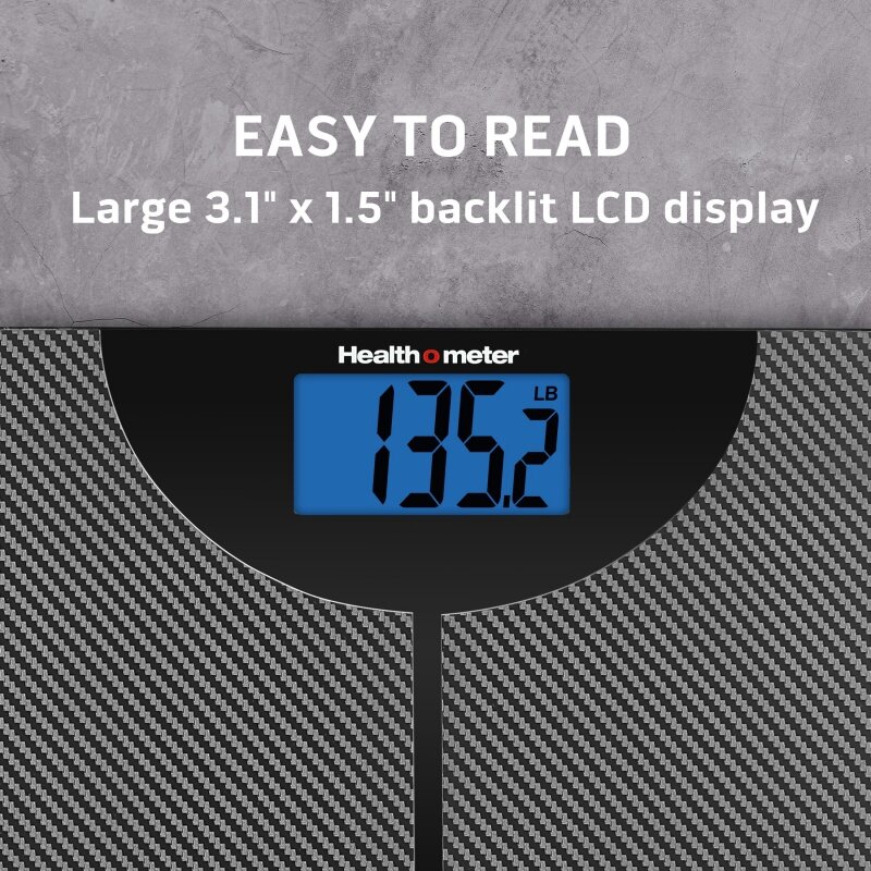 مقياس وزن الجسم الرقمي من ألياف الكربون ، مقياس الصحة o ، شاشة LCD ، سعة 400 رطل