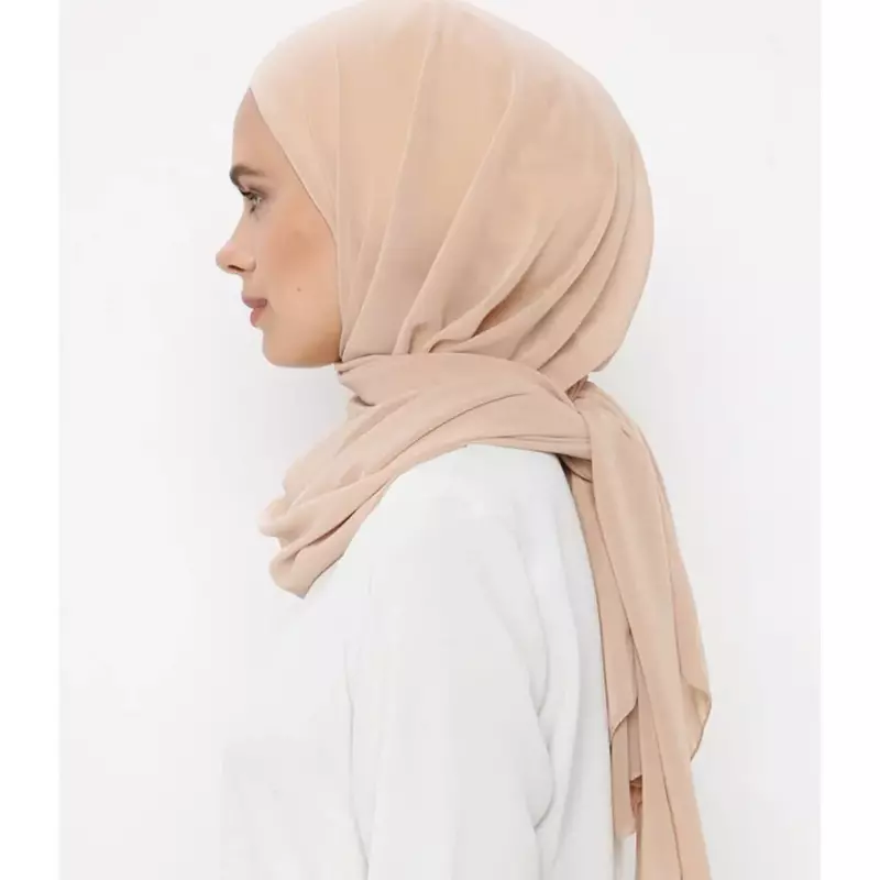 وشاح حجاب شيفون شيفون للنساء المسلمات مع غطاء حجاب شيفون فوري مع أغطية حجاب بدون شقوق