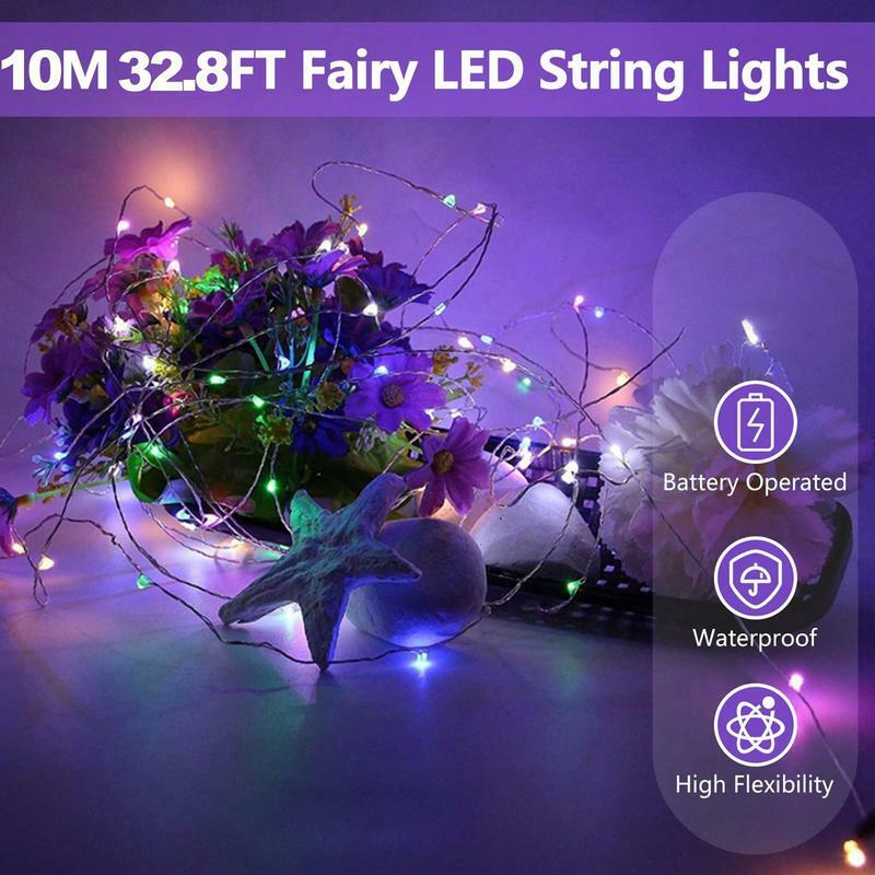 أضواء سلسلة الأسلاك النحاسية LED ، إكليل الجنية ، مصباح مطرز ، بطارية تعمل بالطاقة ، داخلي ، غرفة نوم ، ديكور المنزل ، عيد الميلاد