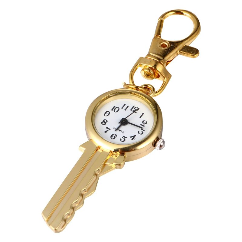 ساعة جيب كوارتز للرجال والسيدات ، قلادة قلادة ، سبيكة مفتاح التبعي