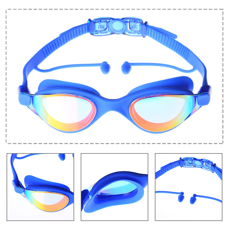 YUELANG المهنية نظارات الوقاية للسباحة السباحة مع سدادات مقاوم للماء نظارات مكافحة الضباب المضادة للأشعة فوق البنفسجية سيليكون نظارات بالكهرباء