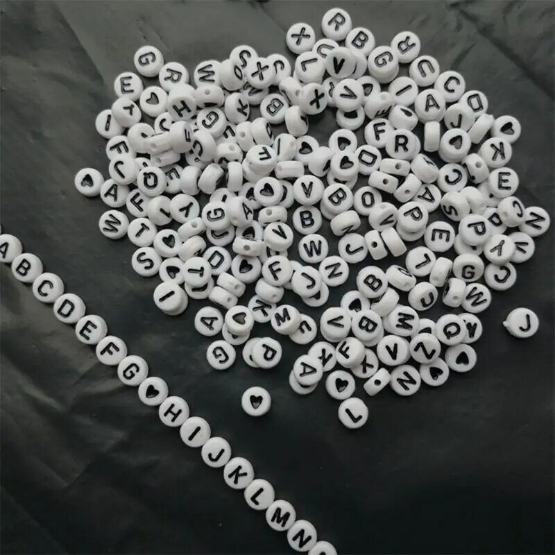 50JB 1200 قطعة A-Z حرف الأبجدية القلب الأبيض الخرز الاكريليك المستديرة لتقوم بها بنفسك صنع المجوهرات