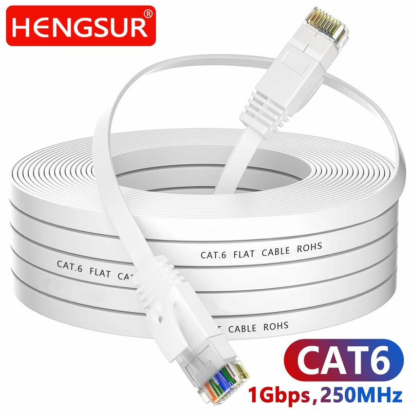 HENGSUR-CAT6 كابل إيثرنت ، كابل شبكة الإنترنت المسطحة ، RJ45 التصحيح الحبل ، LAN لمودم جهاز التوجيه ، Cat6 ، 5m ، 10m ، 20m ، 30m