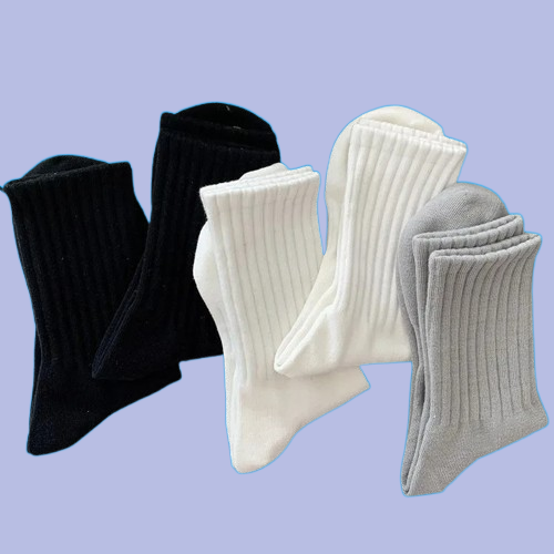 جوارب رياضية رجالية أحادية اللون جيدة التهوية ، أنبوب طويل ، متوسط ، كاجوال ، أسود ، أبيض ، دافئ ، خريف ، شتاء ، 5 أزواج