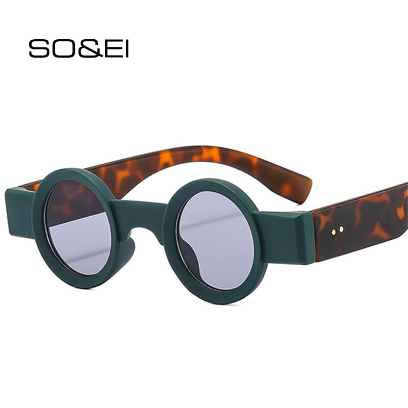 SO & EI Ins شعبية موضة صغيرة مستديرة النظارات الشمسية النساء الرجعية فاسق ظلال UV400 الرجال واضح المحيط عدسة تتجه المسامير نظارات شمسية