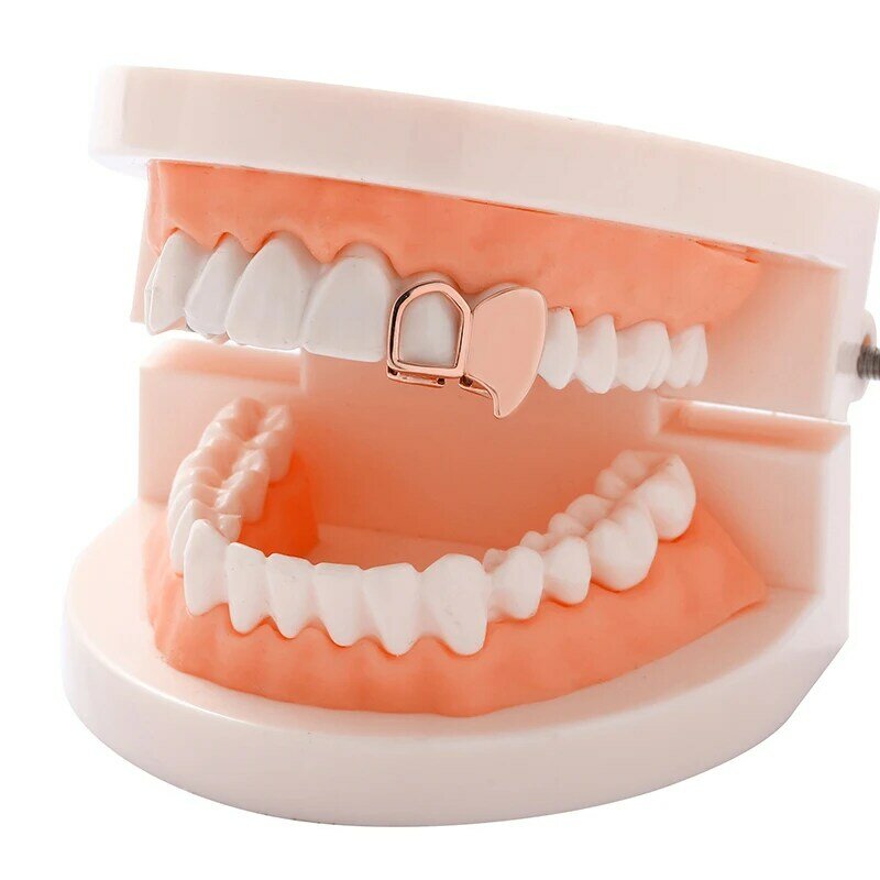 Plated Gold Grills Mouth Teeth Top Tooth Single Grill Cap for Teeth Mouth Party Accessories Teeth Grills