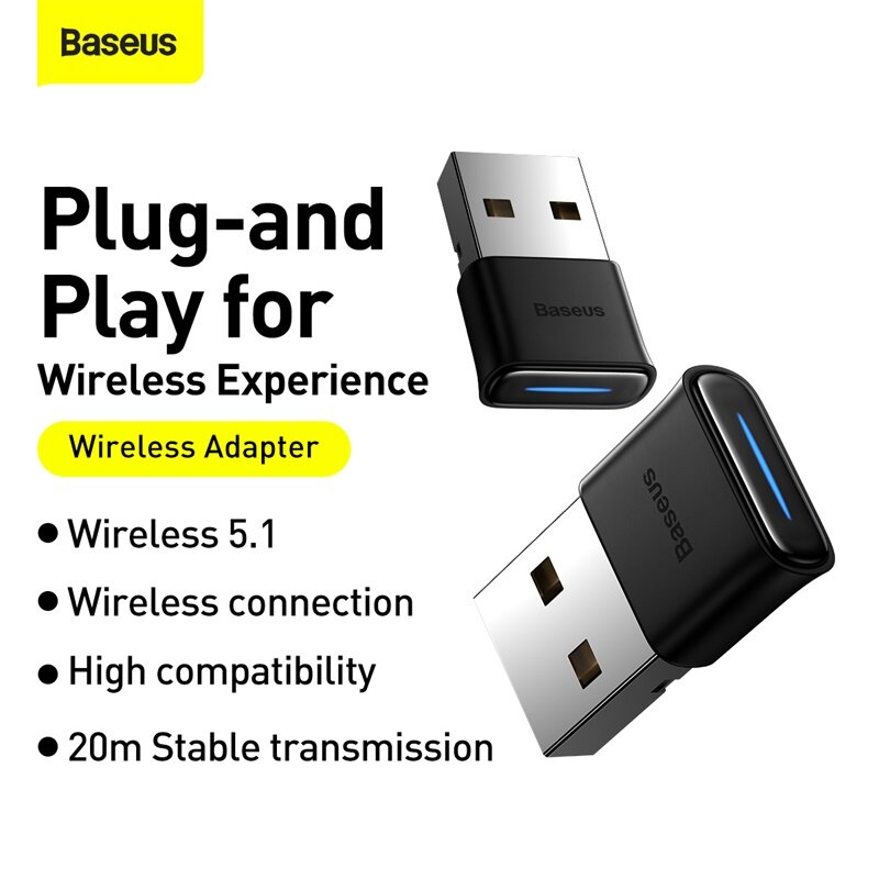 Baseus USB بلوتوث محول بلوتوث 5.1 5.0 الموسيقى استقبال الصوت الارسال للكمبيوتر المتكلم محمول لاسلكي ماوس USB الارسال