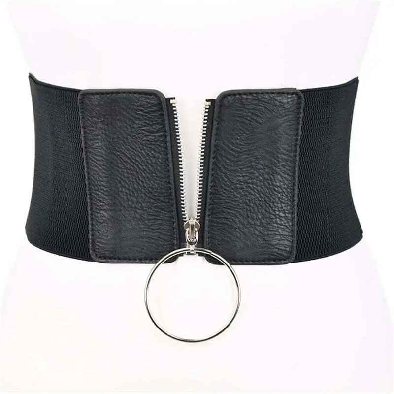 بولي Leather حزام الخصر والجلود مع حلقة دائرة معدنية ، التخسيس الجسم Cummerbunds ، حزام الإناث ، سستة حزام مطاط ، حزام عريض