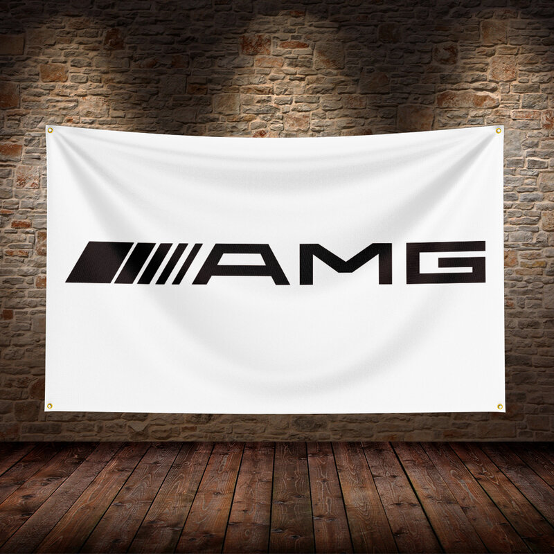 العلامة التجارية AMGs الرياضية المطبوعة العلم للزينة ، البوليستر ، أعلام السيارات ، نادي الشارع ، غرفة بار ، غرفة ، ديكور المرآب