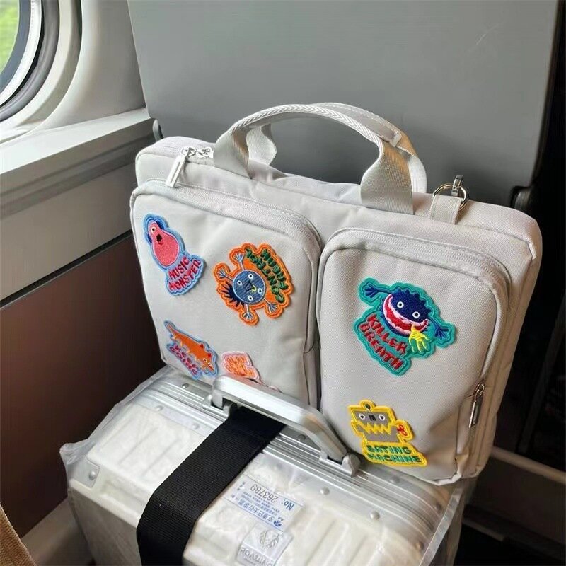 حقيبة كتف قماشية لابتوب للنساء ، حقيبة تخزين مائلة ، مستندات سفر ، حقيبة كمبيوتر ، عمل ، 14 "، 16"