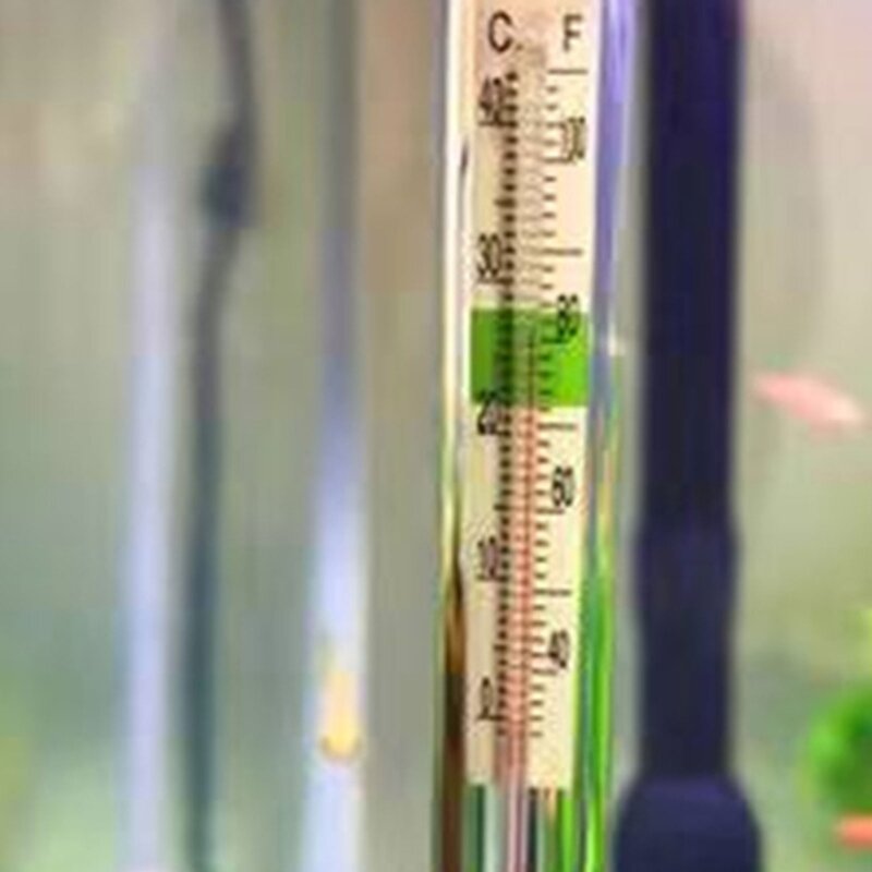 ميزان حرارة زجاجي لحوض السمك عصا مص كوب لخزان الأسماك عرض ميزان الحرارة