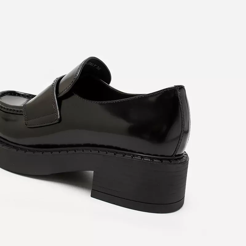 حذاء كعب عالي من الجلد الأسود بنعل سميك للرجال ، جلد طبيعي ، خطوة واحدة غير رسمية ، جديد ، ربيعي ، مقاس 39-45 ،