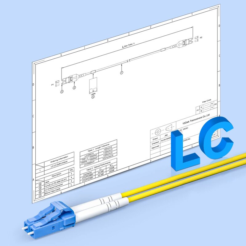 OS2 LC إلى LC كابل التصحيح دوبلكس 9/125 LSZH ل SMF SFP جهاز الإرسال والاستقبال 3 متر (10ft)
