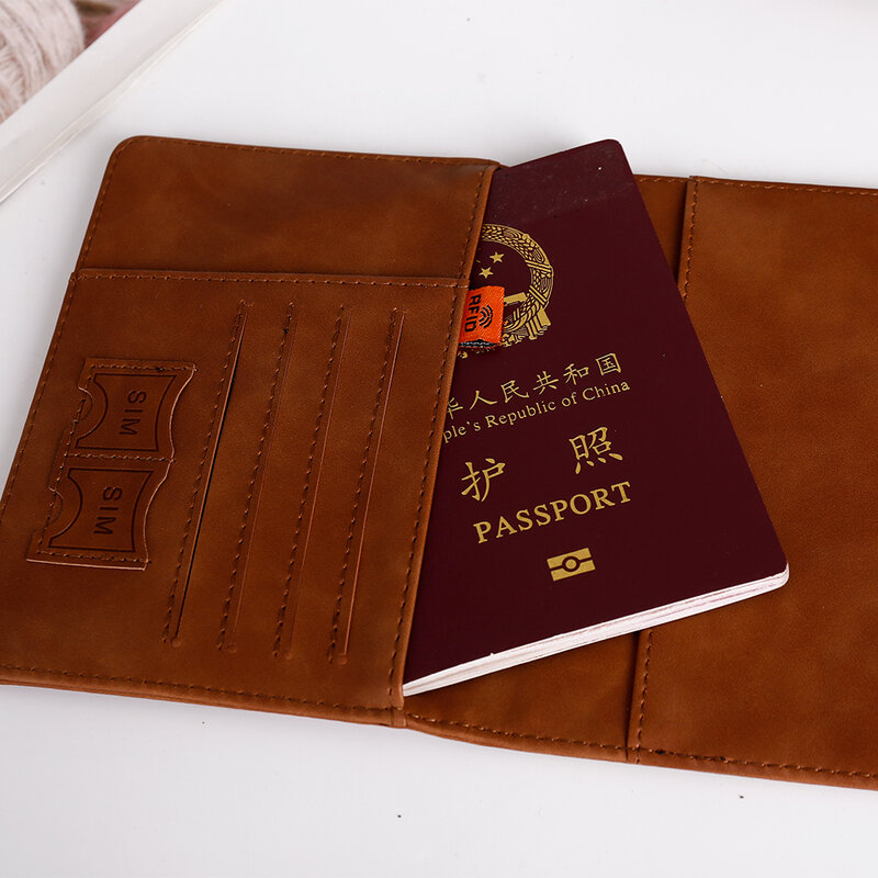 محفظة للأعمال من الجلد الصناعي طراز RFID للرجال والنساء ، حامل أغطية جواز السفر ، حامل معرف متعدد الوظائف ، حافظة بطاقات البنك ، ملحقات السفر