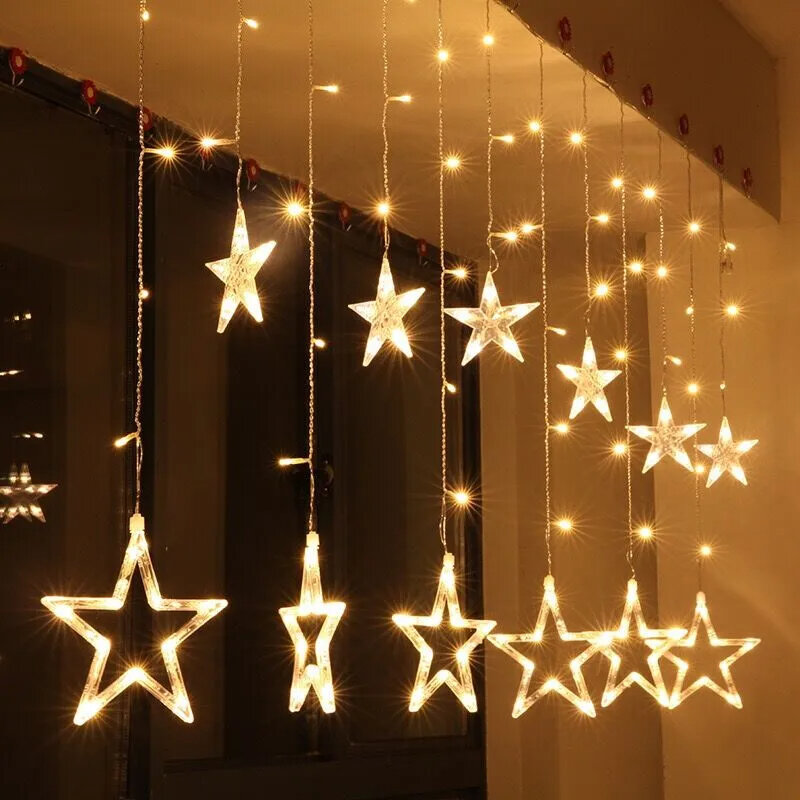 رومانسية الجنية LED الستار ستار سلسلة أضواء ، عيد الميلاد ضوء ، عطلة ، الزفاف جارلاند ، ديكور الحفلات ، التيار المتناوب 220 فولت ، 2.5 متر