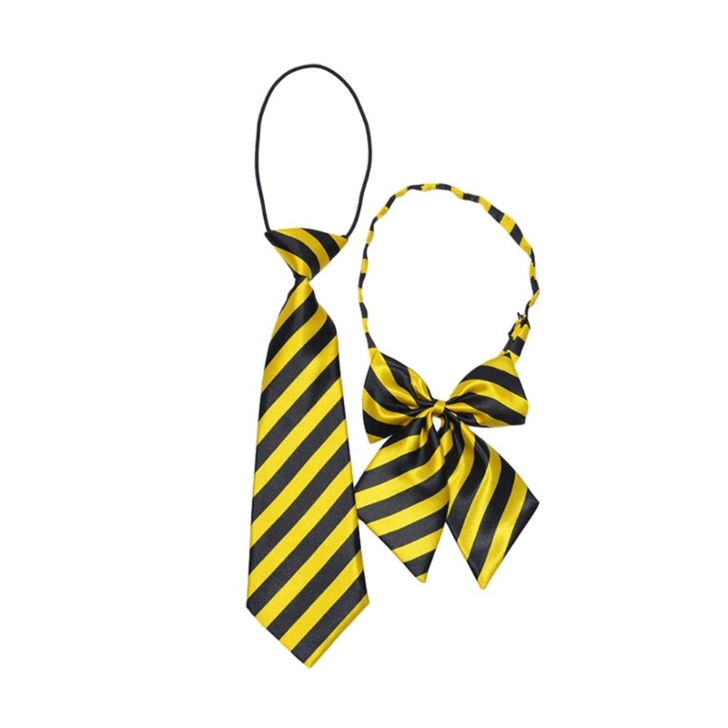 قطعتان من قميص الطلاب ربطة عنق بعقدة على شكل فيونكة وربطة عنق نسائية خالية من العقد وربطة عنق قابلة للفصل