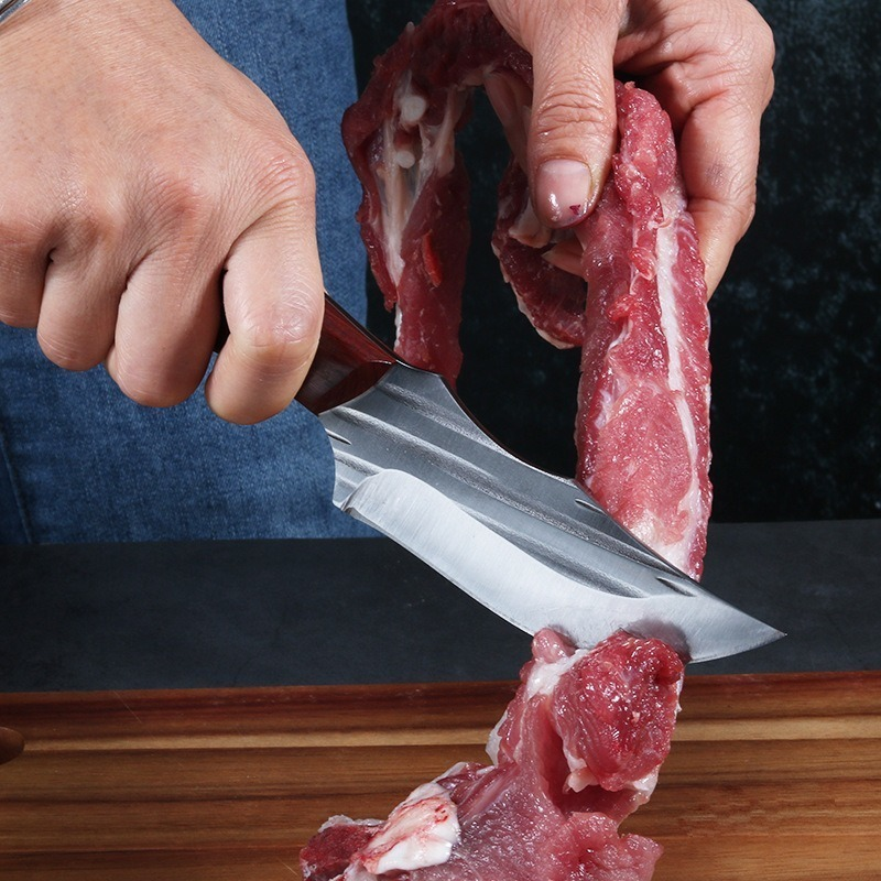 اللحوم الساطور سكين اليد مزورة 5Cr15Mov الفولاذ المقاوم للصدأ التخييم بقاء سكين صيد الفاكهة جزار Boning سكينة مطبخ للطهاة
