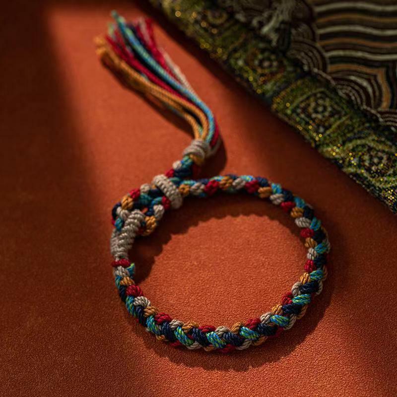 حبل يد ملون تقليدي منسوج يدويًا ، نمط عرقي ، هدية قابلة للتعديل