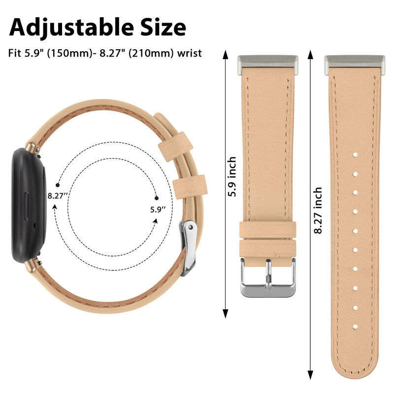 سوار من الجلد الأصلي لهاتف Fitbit Versa 3 و Versa 4 ، سوار حزام لجهاز Fitbit Sense 2 ، حزام (Watch) ساعة ، سوار قابل للتعديل