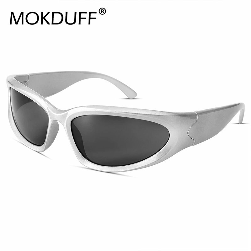 جديد التفاف حول النظارات الشمسية النساء الرجال العلامة التجارية تصميم مرآة الرياضة خمر Y2K نظارات شمسية الرجال القيادة نظارات ظلال مستقبلية