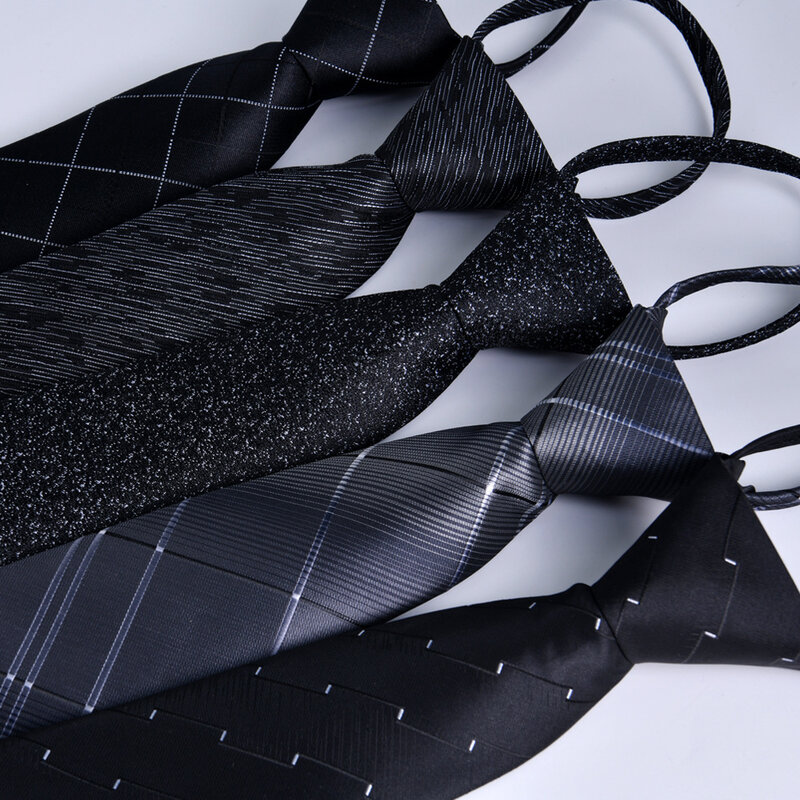 ربطة عنق لرجال الأعمال المحترفين ، ربطات عنق سهلة السحب كسول ، مخطط أسود ، هدايا للرجال ، 7 * *