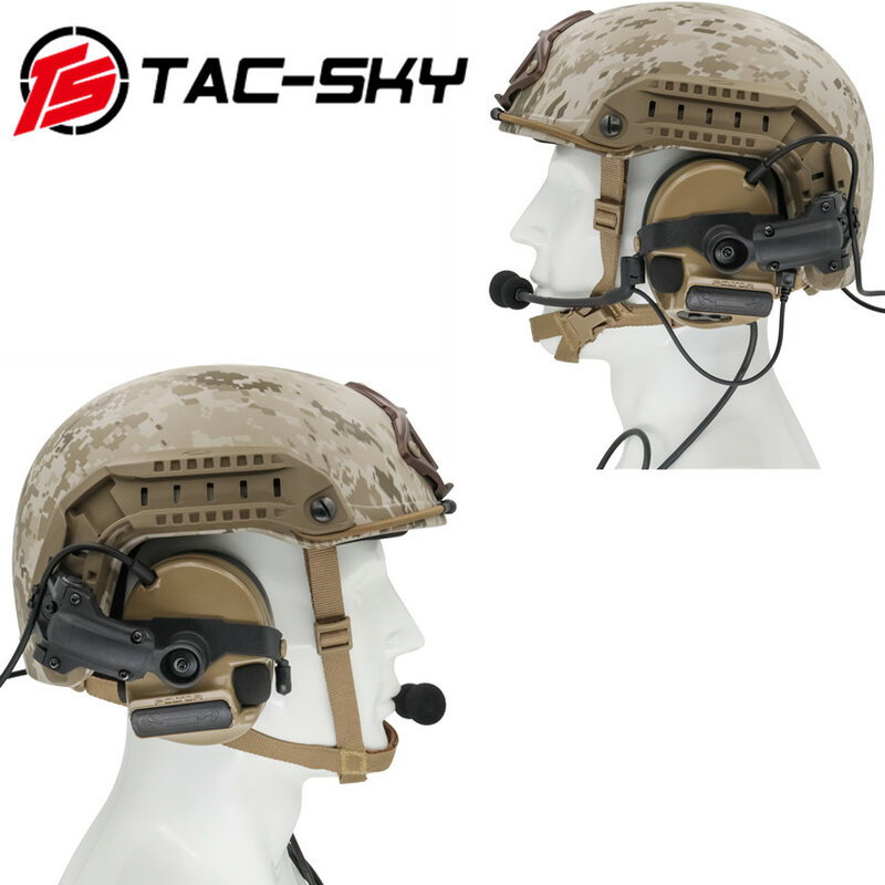 خوذة تكتيكية TAC-SKY مع إصدار قوس السكة ، تقليل ضوضاء الصيد في الهواء الطلق ، تقليل الضوضاء ، حماية السمع ، سماعة رأس PTT ، قوس ، COMTAC II