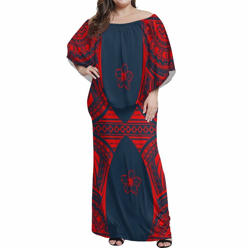 فستان مخصص بأكمام الرأس للنساء ، فستان كاجوال مريح ، ساموا ، تصميم جزيرة بولينيزية ، الصيف ، من من من من من من من من
