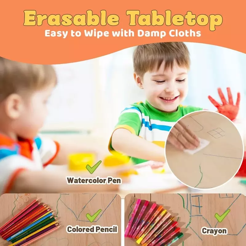 طقم طاولة وكرسي قابل للتعديل بارتفاع للأطفال ، سهل المسح ، طاولة فنون وحرف يدوية ، طفل صغير ، عمر 3-8 سنوات