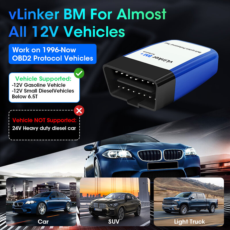 أداة تشخيص أعطال السيارة JMCQ-VLinker ، جهاز فحص BM + BM ، ELM327 ، BT4.0 ، OBD 2 ، WiFi ، OBD2 ، تلقائي ، ODB2 ، Bimmercode