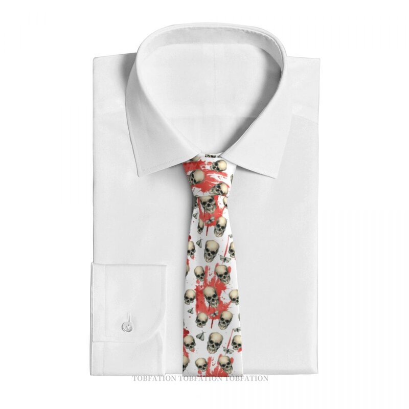 ربطة عنق مخططة ضيقة ، ربطة عنق ضيقة ، رشاش دم ، ربطات عنق ليلية مطبوعة ، جمجمة ، زخرفة قمصان غير رسمية
