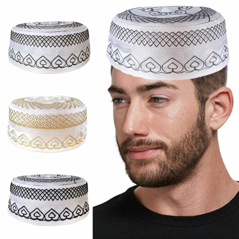 قبعة صلاة إسلامية مطرزة من القطن ، قبعة صغيرة ناعمة ، جيدة التهوية ومريحة ، صديقة للجلد ، تطريز عربي