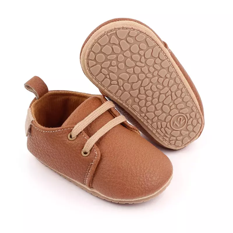 عدم الانزلاق الأولى مشوا أحذية للطفل ، عادية ، بولي Leather الجلود ، الوليد الرضع طفل صبي وفتاة ، 0 إلى 18 متر