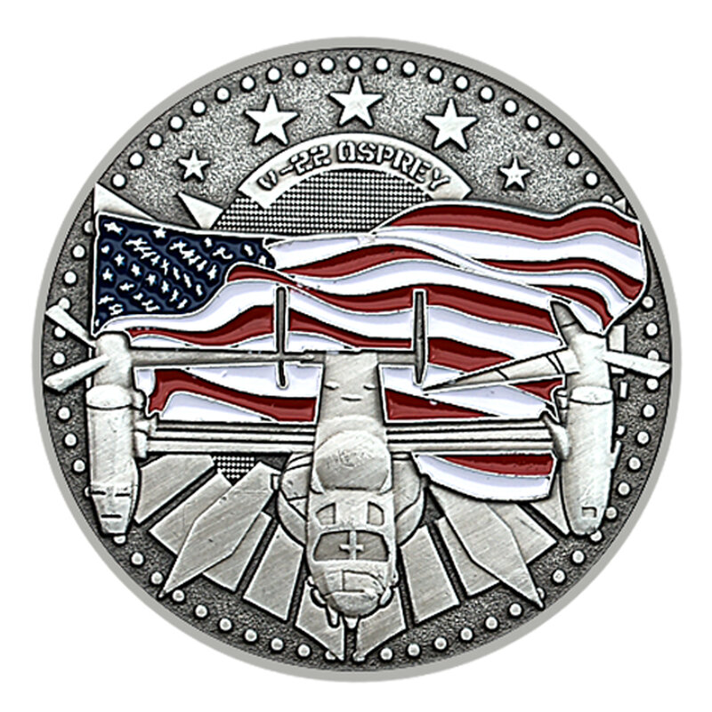 الولايات المتحدة بوينغ جرس V-22 التحدي عملة أوسبري خمر الفضة المعادن الحرفية الطائرات المقاتلة العسكرية عملة جمع هدايا عيد
