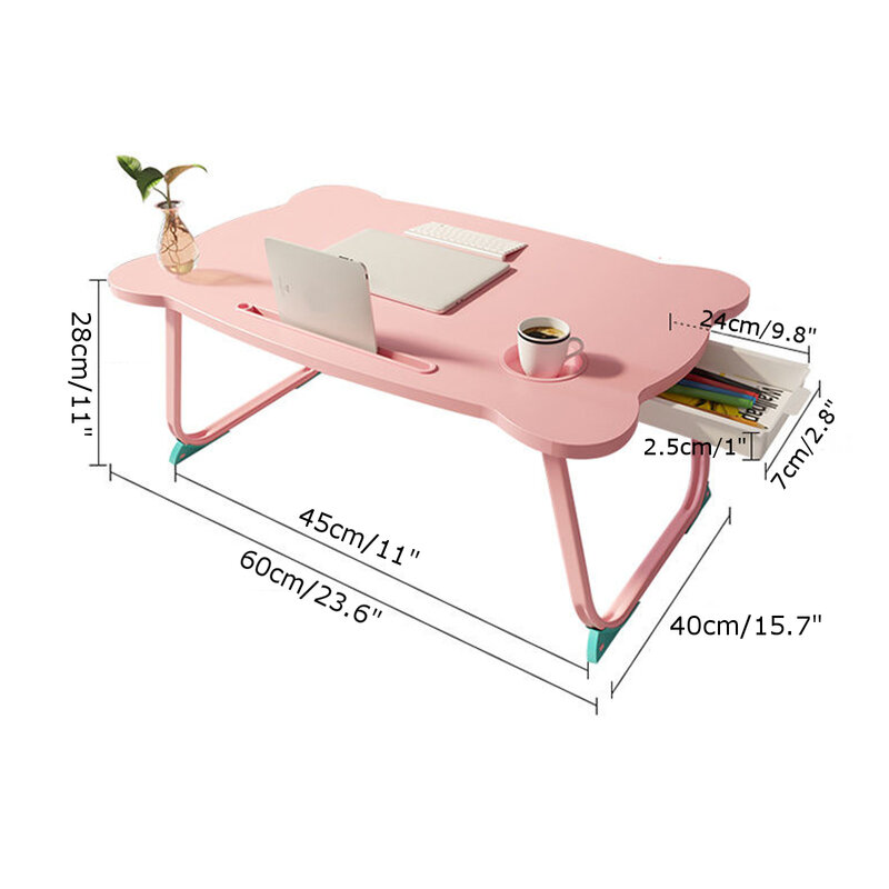 الوردي المحمولة للطي محمول حامل حامل دراسة الجدول مكتب خشبي طوي مكتب الكمبيوتر للسرير أريكة الشاي تخدم الجدول