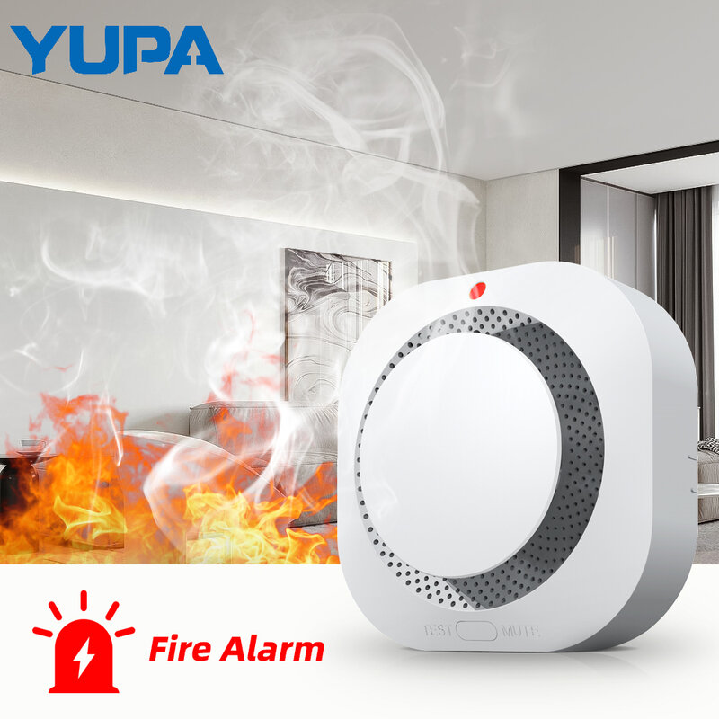 YUPA-مستقل كاشف الدخان الاستشعار ، نظام إنذار الحريق للمنزل ، مكتب الأمن ، إنذار الدخان ، الحماية من الحرائق ، بطارية تعمل بالطاقة